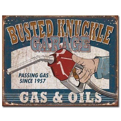 Busted Knuckle Gas & Oils Metal Tin Sign
