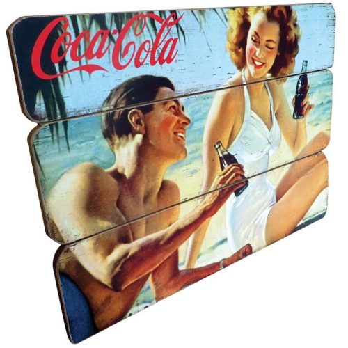 Coke Wood Wall Plaque Pinup Couple