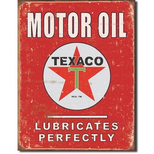 Texaco Lubricates Perfectly Metal Tin Sign