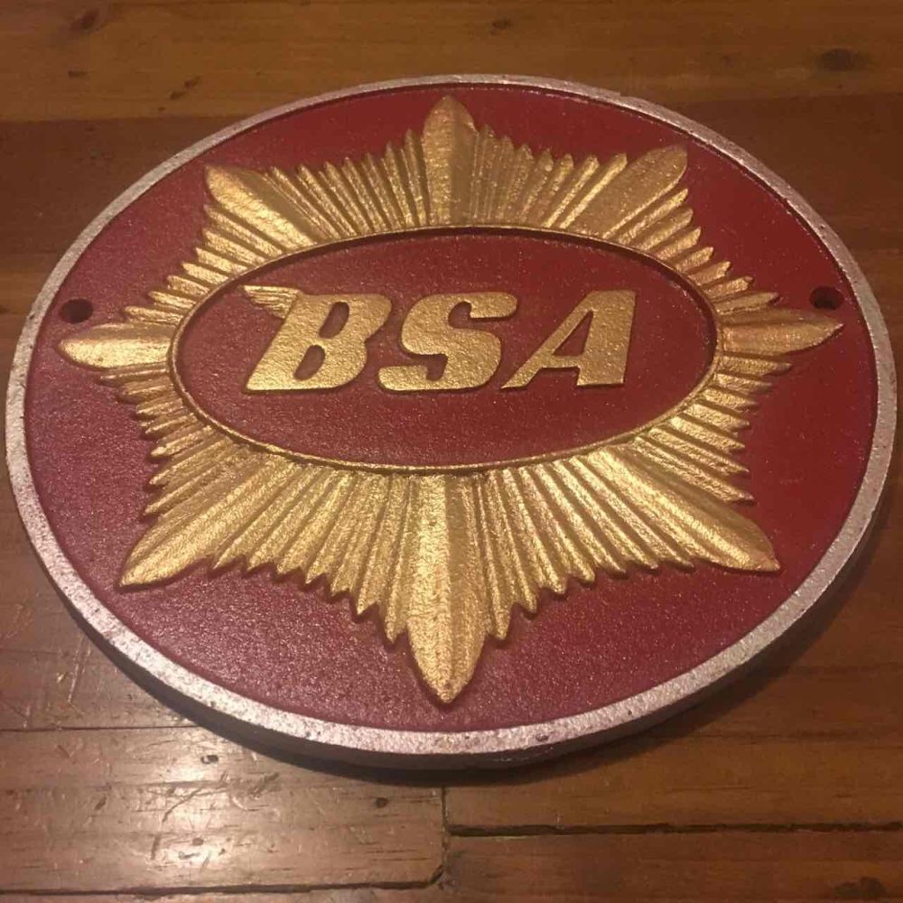 BSA Bikes Cast Iron Round Sign