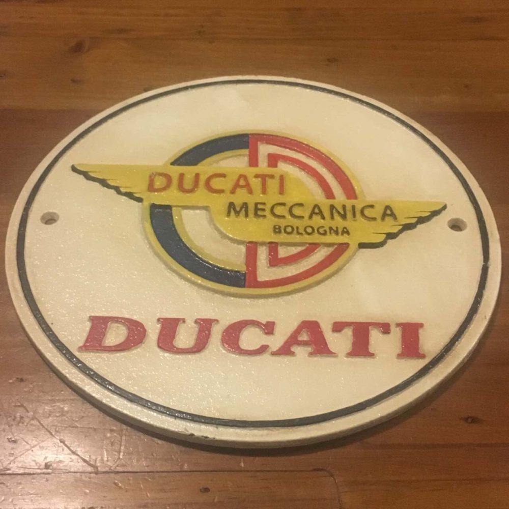 Ducati Meccanica Bologna Cast Iron Round Sign