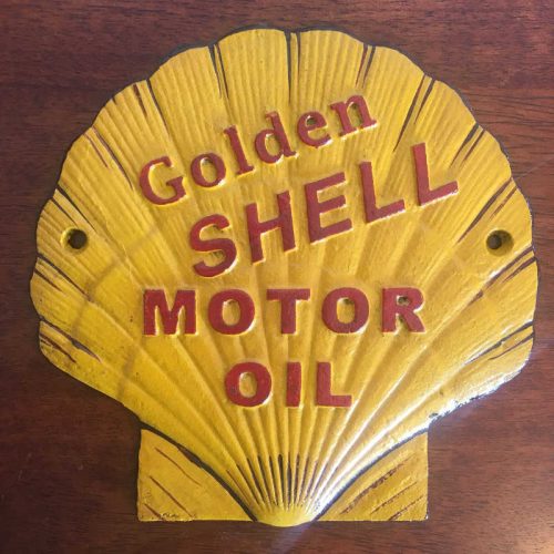Golden Shell Motor Oil Clam Cast Iron Sign