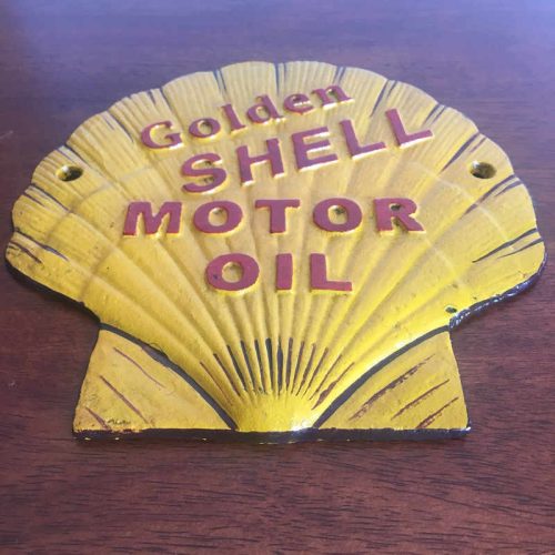Golden Shell Motor Oil Clam Cast Iron Sign