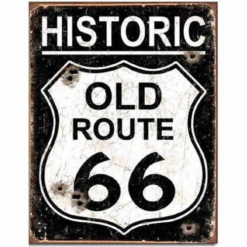 Old Route 66 Weathered Tin Sign
