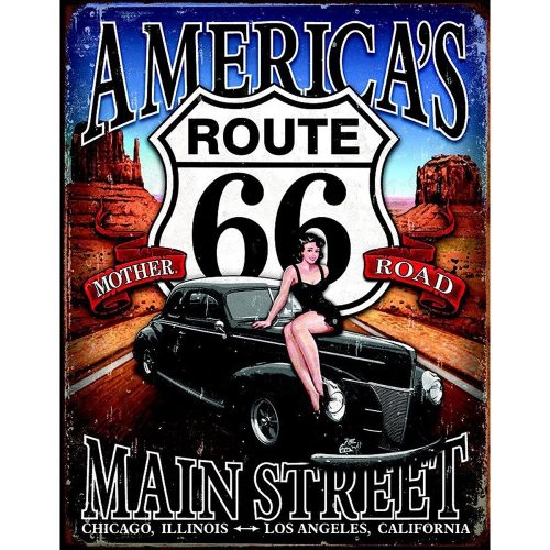 Route 66 Americas Main Street Metal Tin Sign