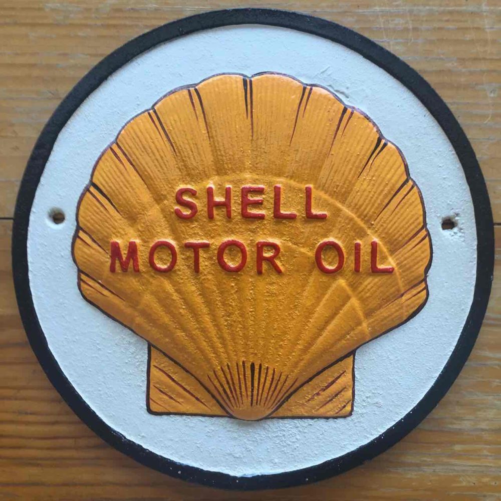 Shell Motor Oil Clam Circle Cast Iron Sign