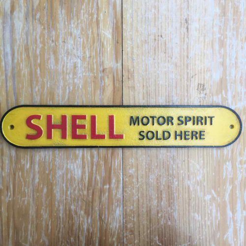 Shell Oil Motor Spirit Sold Here cast iron sign
