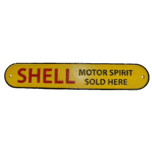 Shell Oil Sold Here cast iron sign main