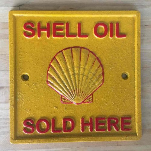 Shell Oil Sold Here cast iron sign