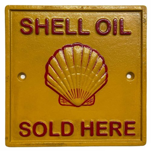 Shell Oil Sold Here cast iron sign main