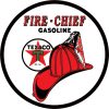 Texaco Fire Chief Gasoline Round Metal Tin Sign
