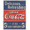 Coke Delicious 5 Cents Metal Tin Sign