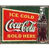 Coke Ice Cold Green Metal Tin Sign