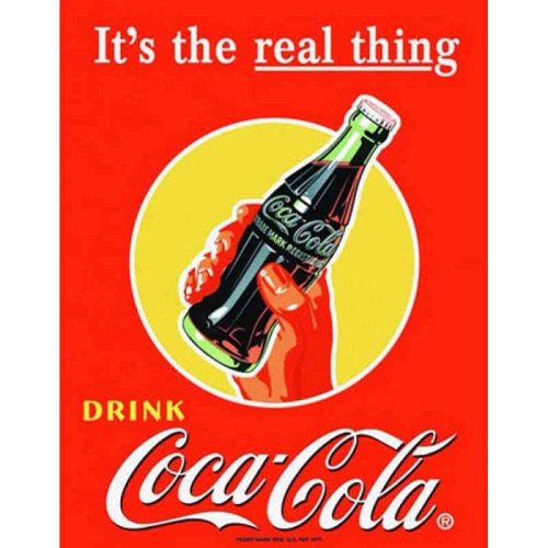 Coke Real Thing Bottle Metal Tin Sign