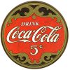 Coke Round 5 Cents Metal Tin Sign