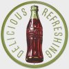 Coke Round 60's Bottle & Logo Metal Tin Sign