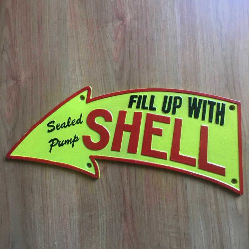 Shell Arrow Cast Iron Sign