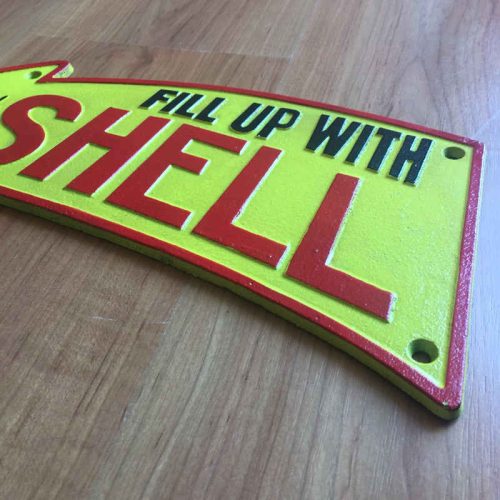 Shell Arrow Cast Iron Sign