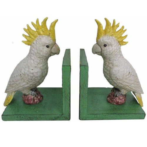 Cast Iron Cockatoo Bird Bookends