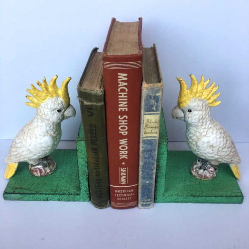 Cast Iron Cockatoo Bird Bookends