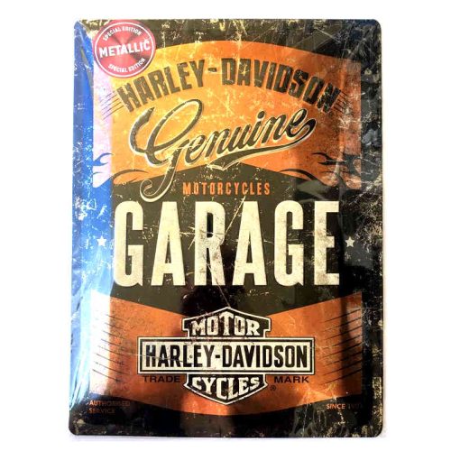 Harley Davidson Garage Metallic Embossed Sign