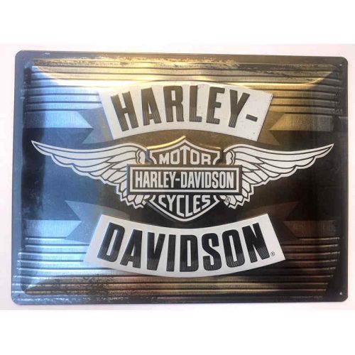 Harley Davidson Silver Wings Embossed Sign