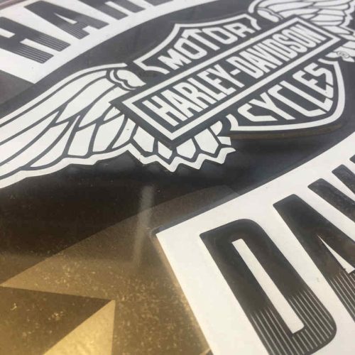 Harley Davidson Silver Wings Embossed Sign