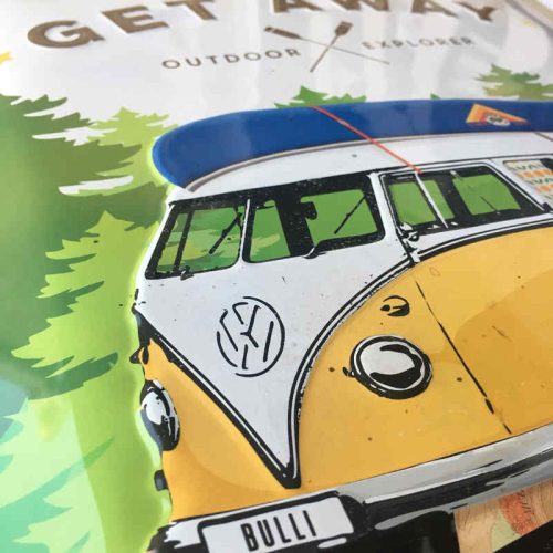 VW Bulli Lets Get away Sign