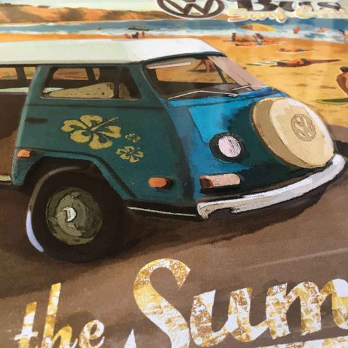 VW Kombi Beach Embossed Sign