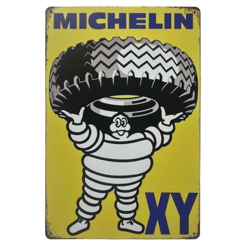 Michelin Man Holding Tyre Tin Sign XY