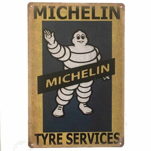 Michelin Man Waving Tin Sign