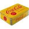 Coca Cola Embossed Flat Tin Yellow Red