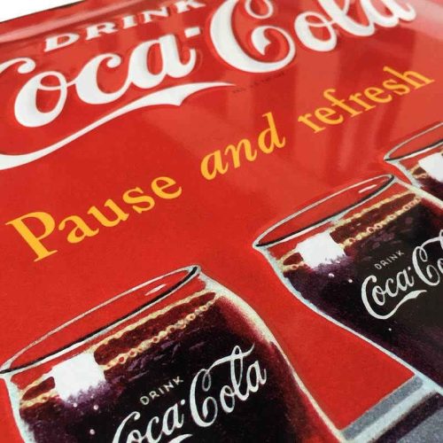 Coke 1960 red white waitress Embossed Tin Sign