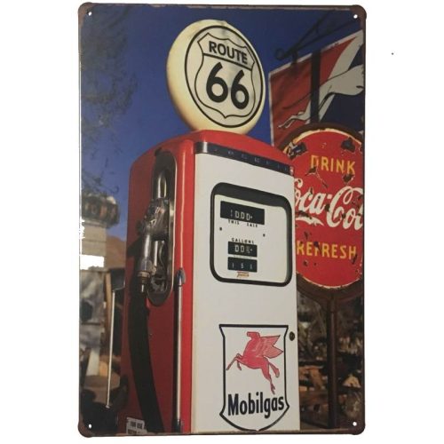 Coke Mobilgas Pump Tin Sign
