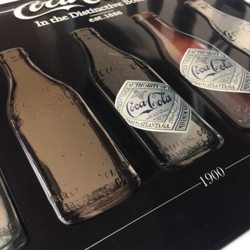 Coke Timeline Black Metallic Embossed Tin Sign