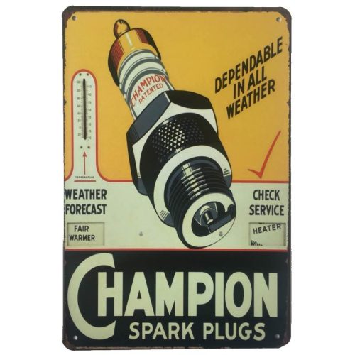 Champion Spark Plugs Metal Tin Sign