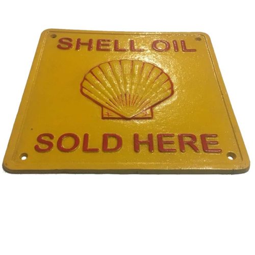 Shell Oil Sold Here Large Cast Iron Sign