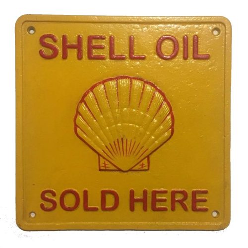 Shell Oil Sold Here Large Cast Iron Sign