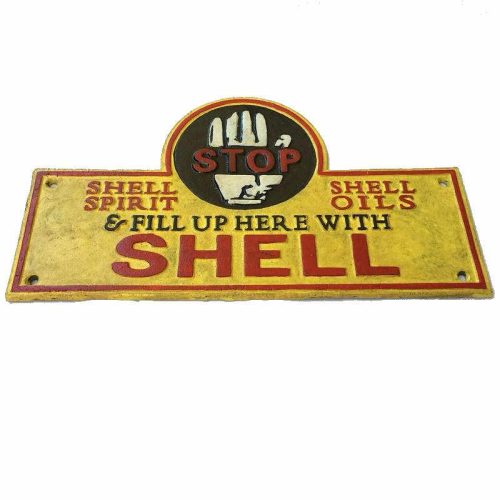 Stop Shell Cast Iron Sign