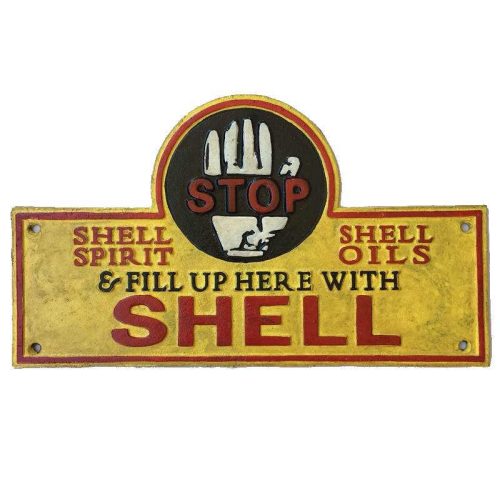 Stop Shell Cast Iron Sign