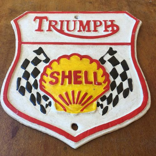 Triumph Shell Cast Iron Sign