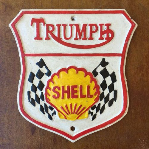 Triumph Shell Cast Iron Sign