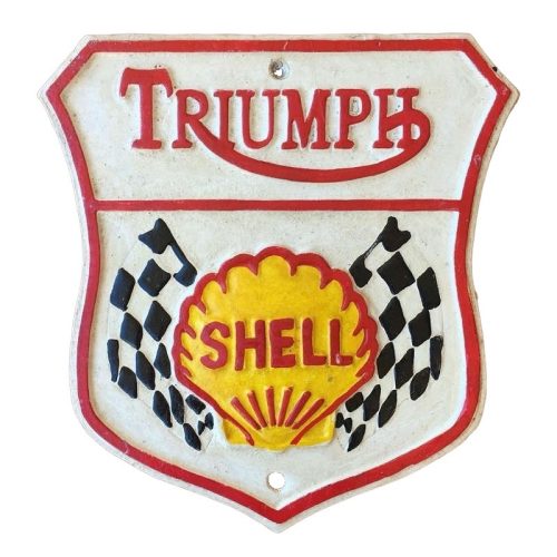 Triumph Shell Cast Iron Sign