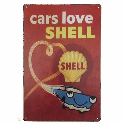 Cars Love Shell Sign 30x20cm