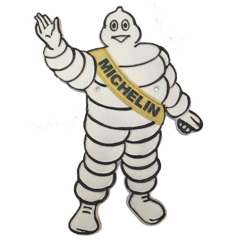 Michelin Man Waving Sign - Cast Iron Plaque - Kidscollections