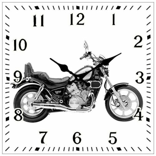 Victory Motorbike Square Glass Clock
