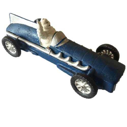 Cast Iron Michelin Man Blue Car
