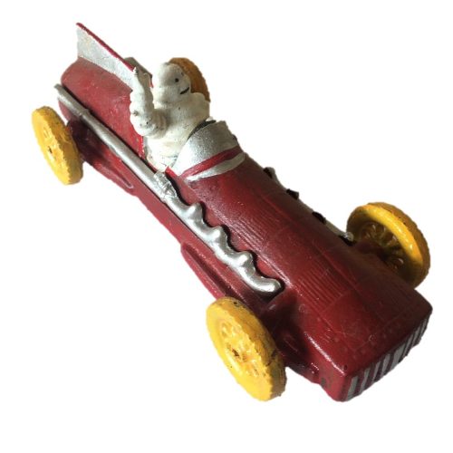 Cast Iron Michelin Man Red Car