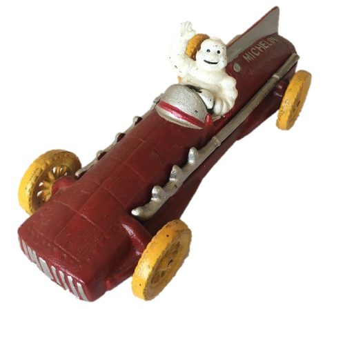 Cast Iron Michelin Man Red Car
