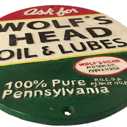 Wolf's Head Cast Iron Sign